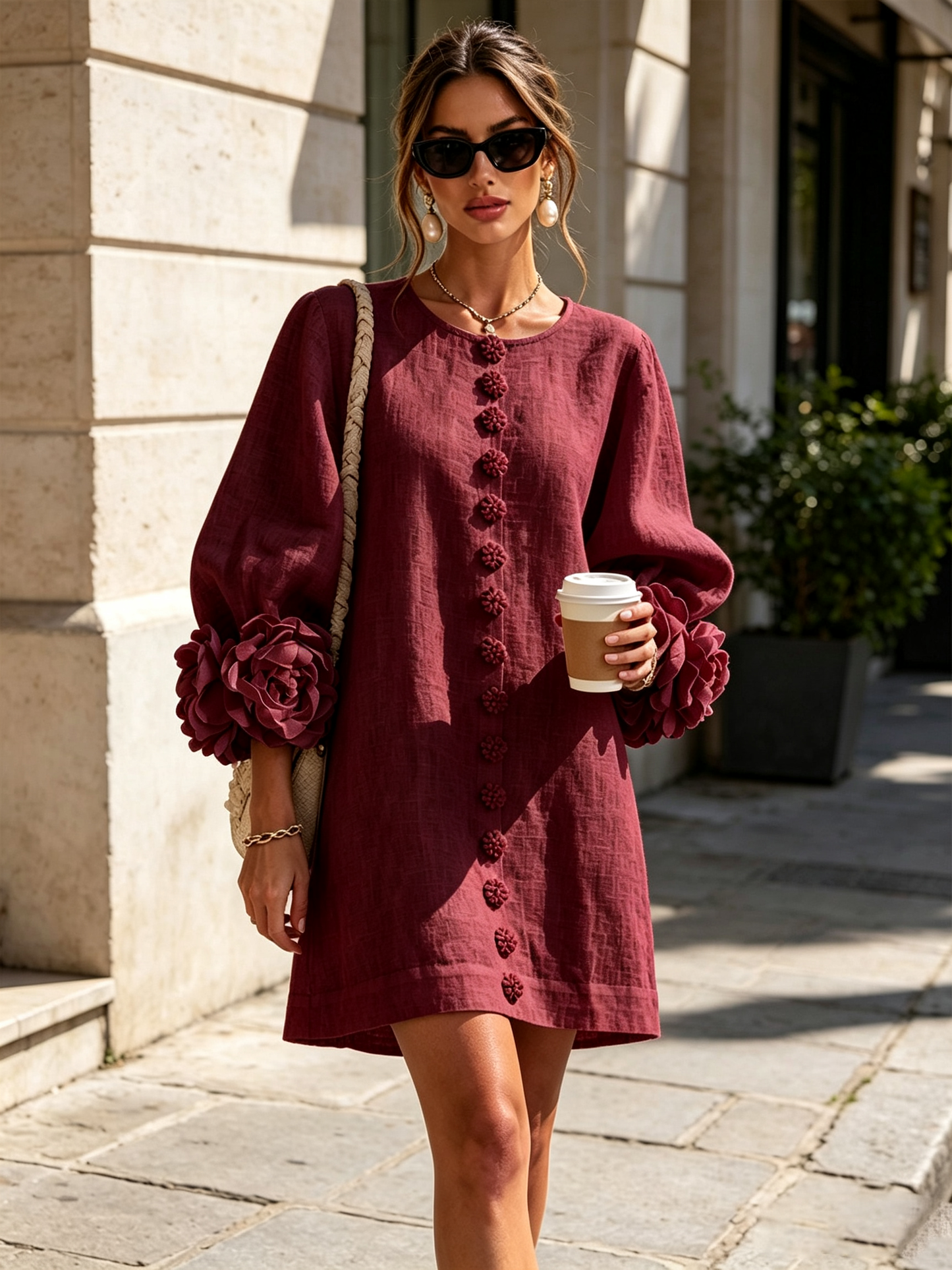 Robe Mini Éléonore – Blanche à Fleurs