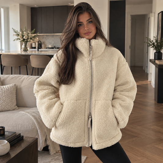 Amélie | Veste Teddy Oversize à Col Montant