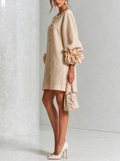 Robe Mini Éléonore – Blanche à Fleurs