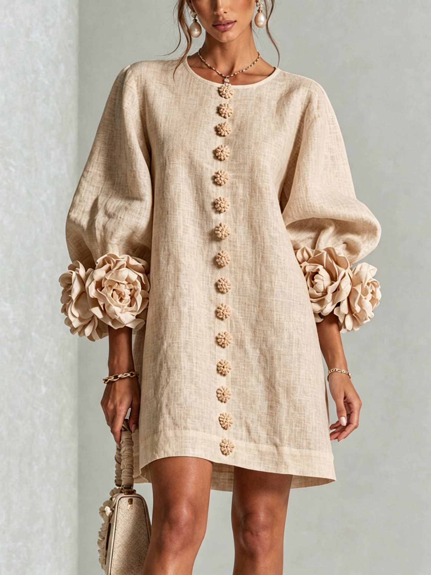 Robe Mini Éléonore – Blanche à Fleurs