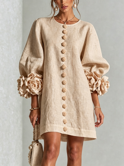 Robe Mini Éléonore – Blanche à Fleurs