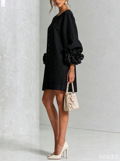 Robe Mini Éléonore – Blanche à Fleurs