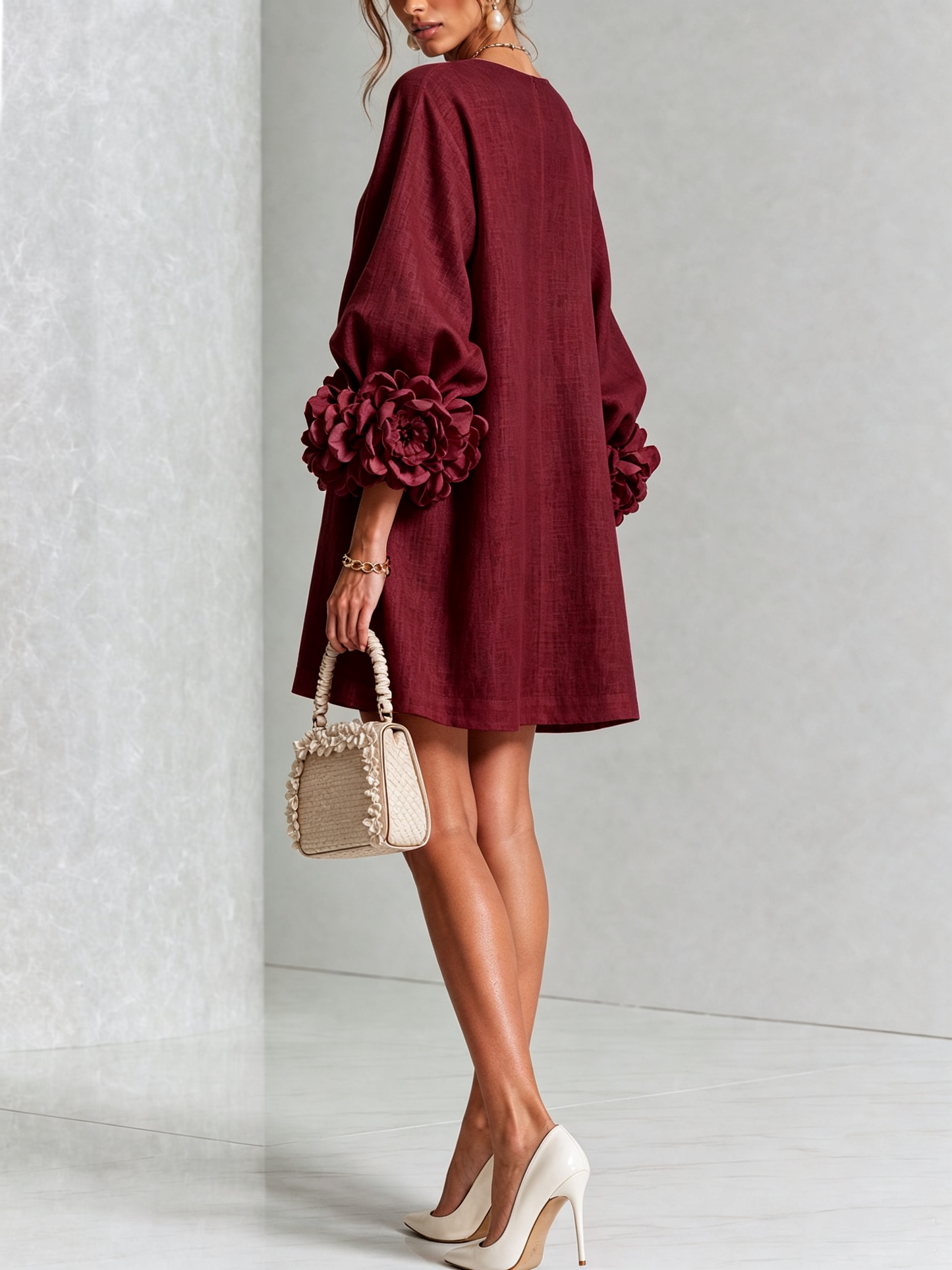 Robe Mini Éléonore – Blanche à Fleurs