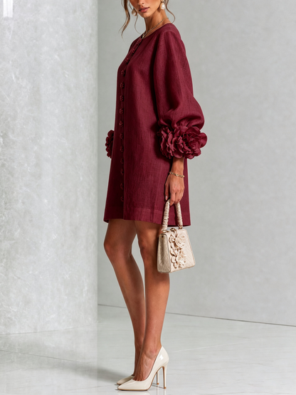 Robe Mini Éléonore – Blanche à Fleurs