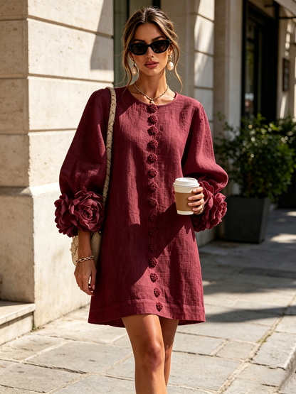 Robe Mini Éléonore – Blanche à Fleurs