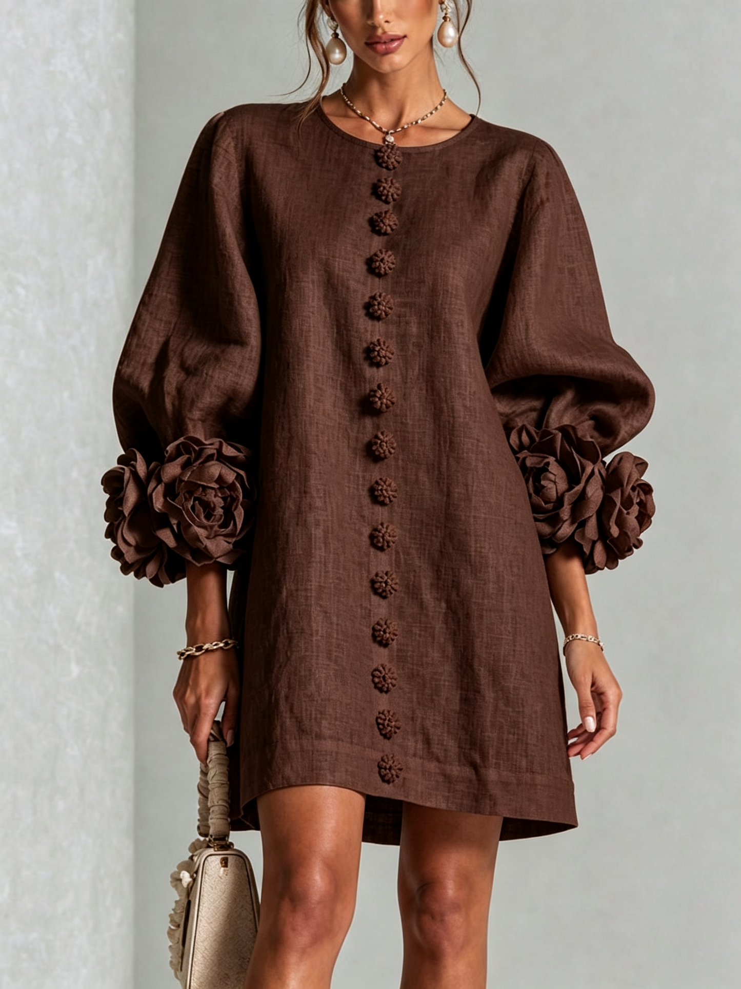Robe Mini Éléonore – Blanche à Fleurs