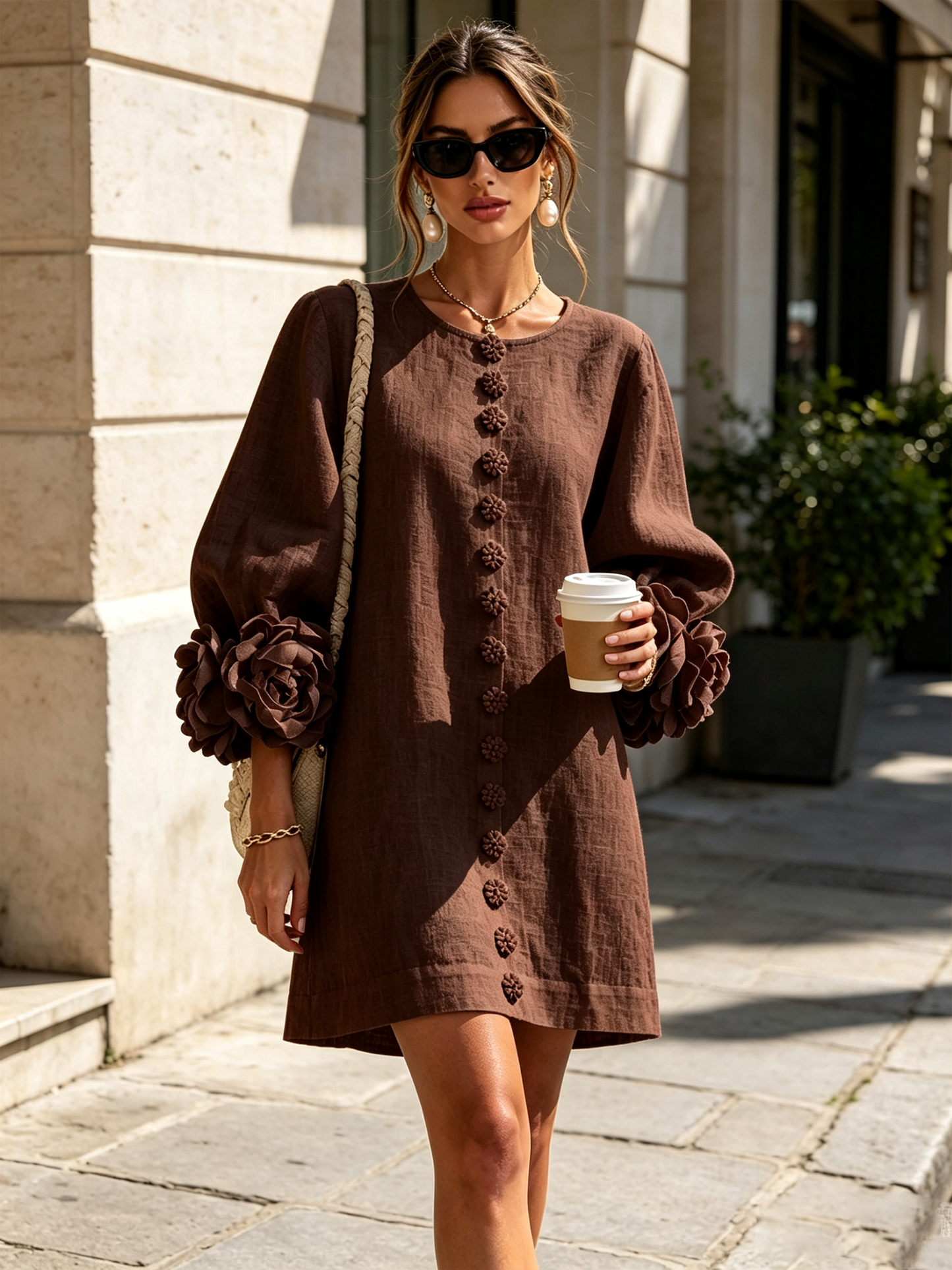 Robe Mini Éléonore – Blanche à Fleurs