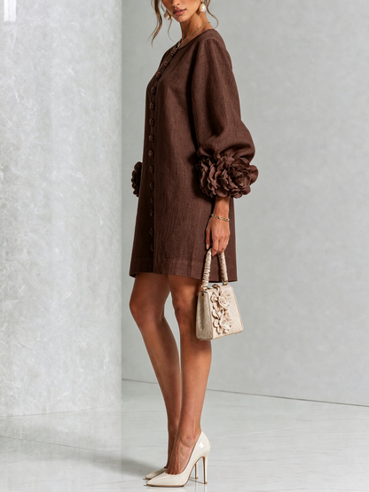 Robe Mini Éléonore – Blanche à Fleurs