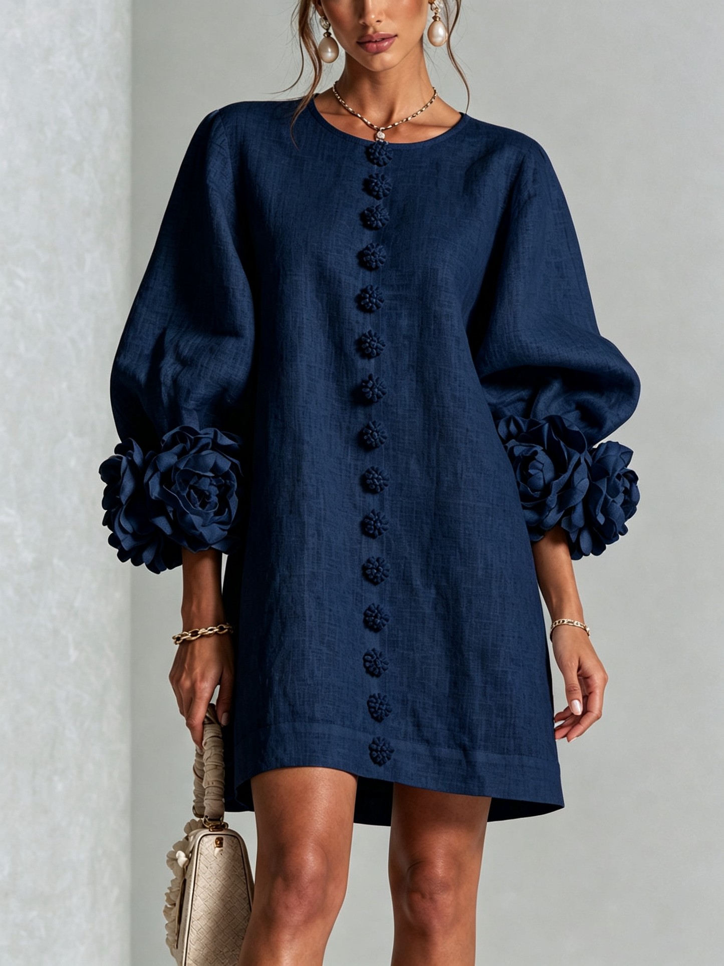 Robe Mini Éléonore – Blanche à Fleurs
