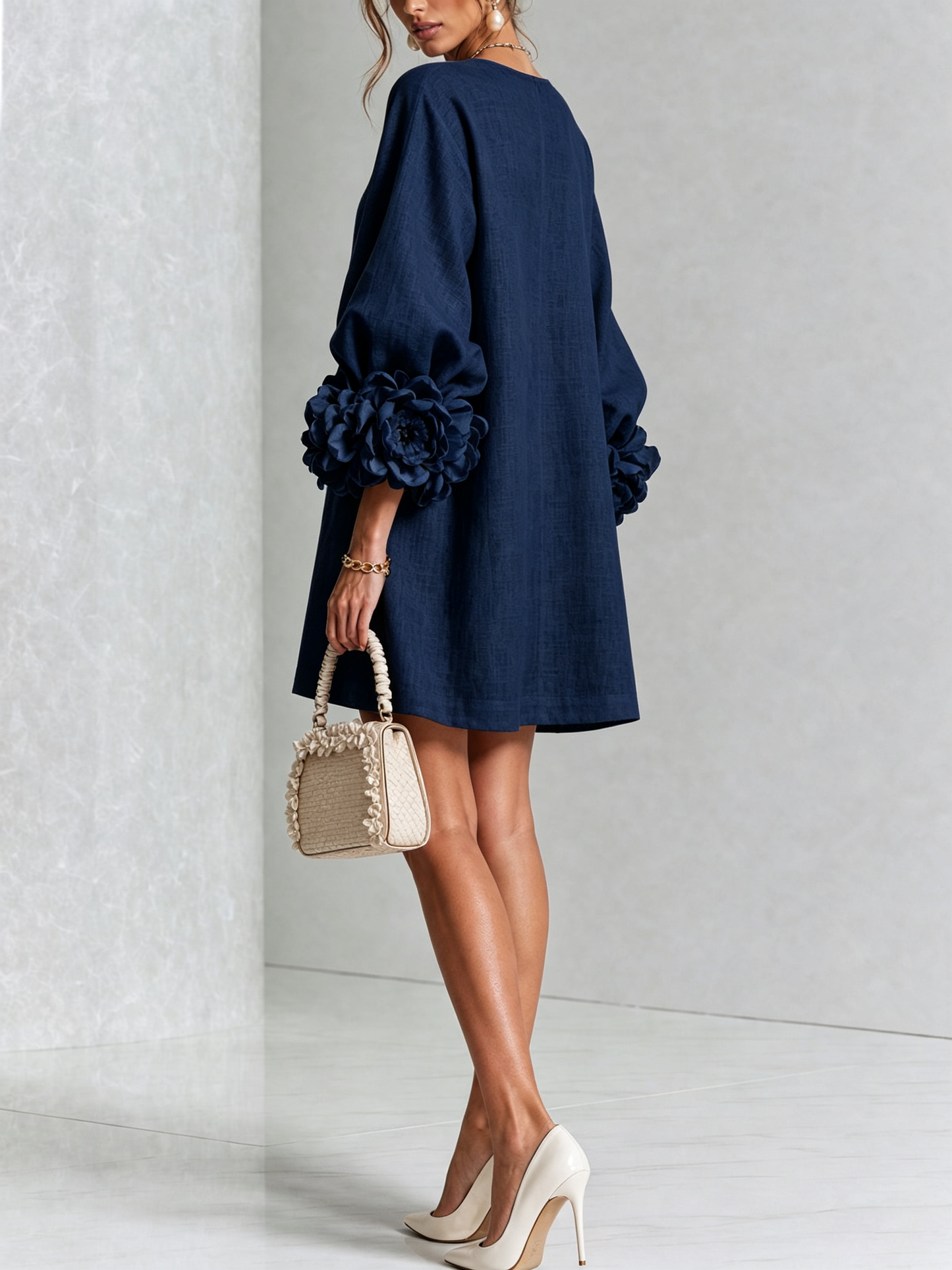 Robe Mini Éléonore – Blanche à Fleurs