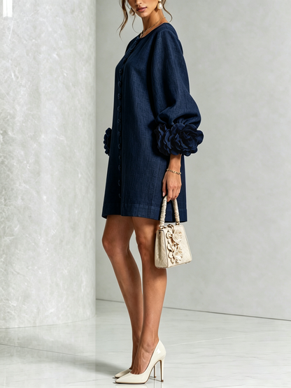 Robe Mini Éléonore – Blanche à Fleurs