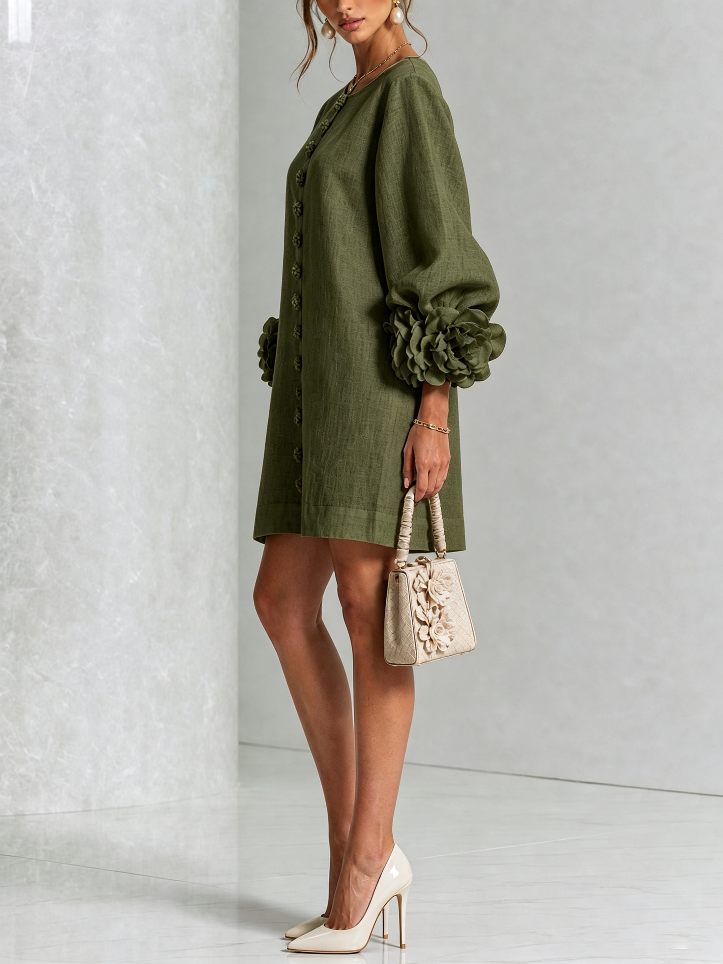 Robe Mini Éléonore – Blanche à Fleurs