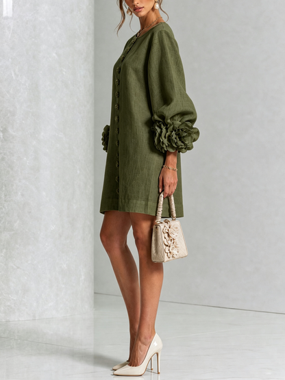Robe Mini Éléonore – Blanche à Fleurs