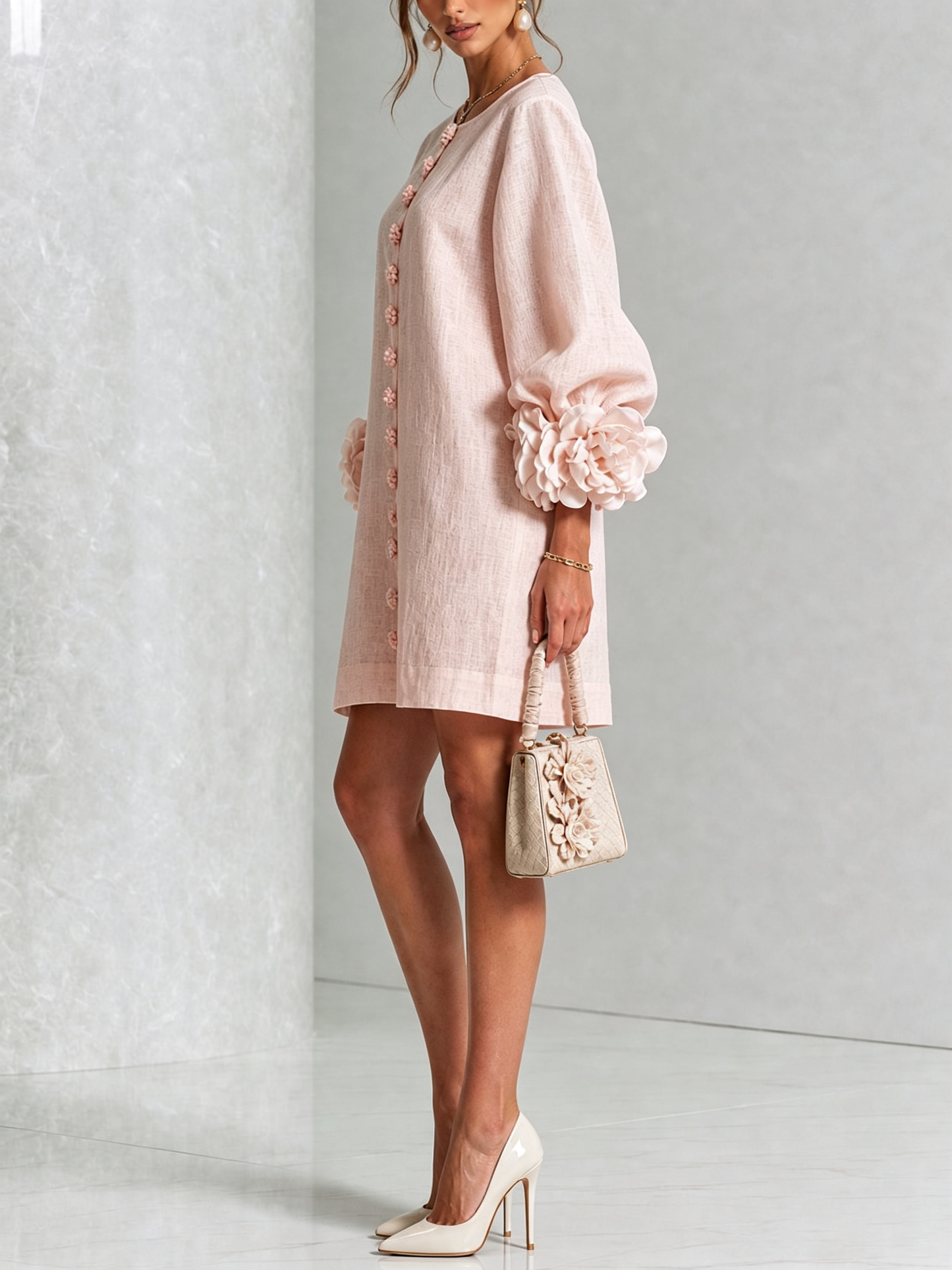 Robe Mini Éléonore – Blanche à Fleurs