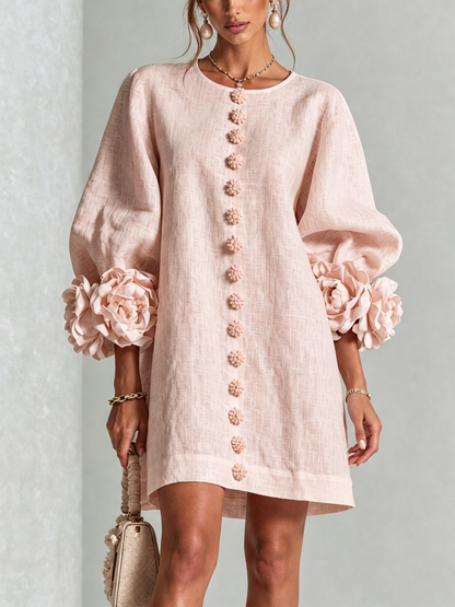 Robe Mini Éléonore – Blanche à Fleurs