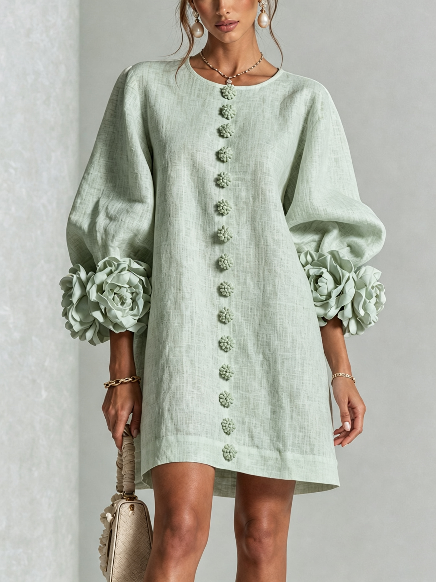 Robe Mini Éléonore – Blanche à Fleurs