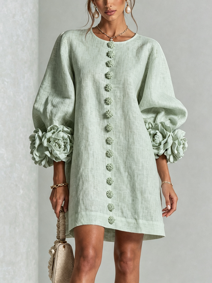 Robe Mini Éléonore – Blanche à Fleurs