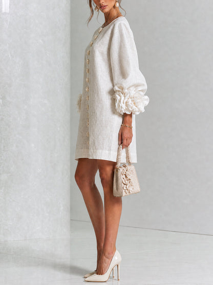 Robe Mini Éléonore – Blanche à Fleurs