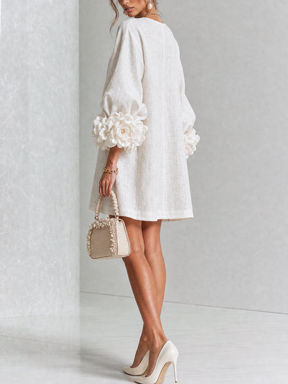 Robe Mini Éléonore – Blanche à Fleurs