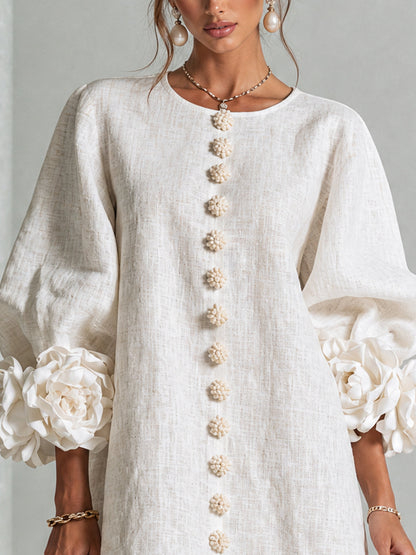 Robe Mini Éléonore – Blanche à Fleurs