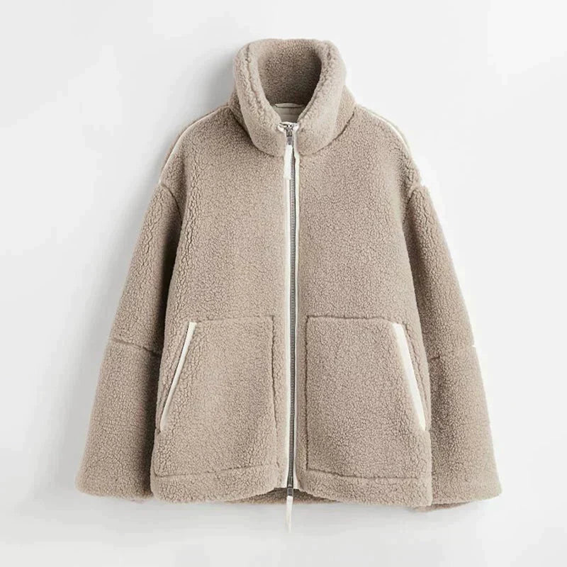 Amélie | Veste Teddy Oversize à Col Montant