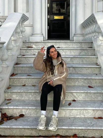 Amélie | Veste Teddy Oversize à Col Montant