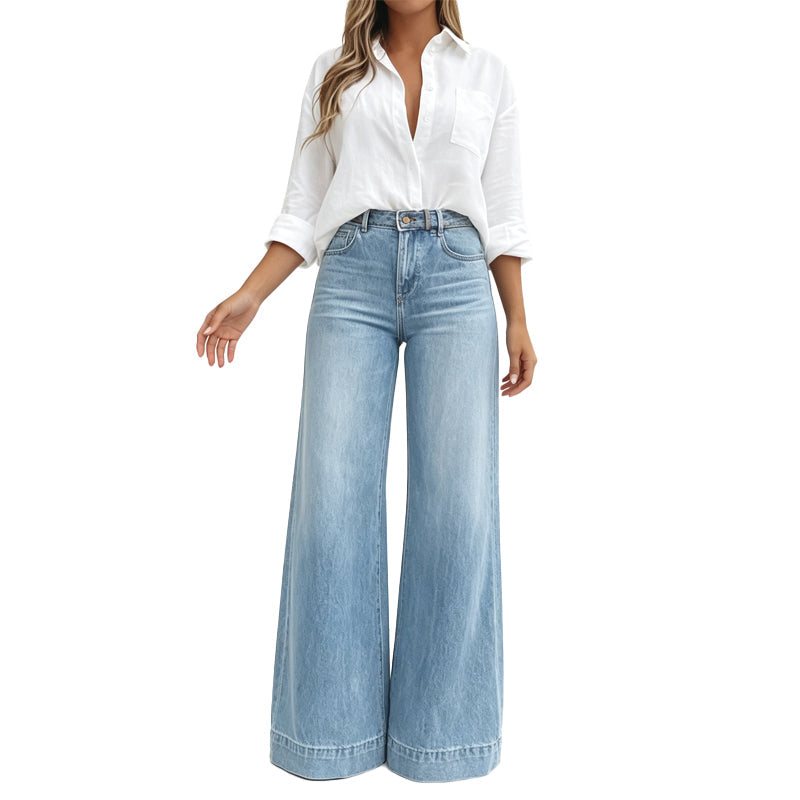 Célia | Jean à Jambe Large Effet Allongeant